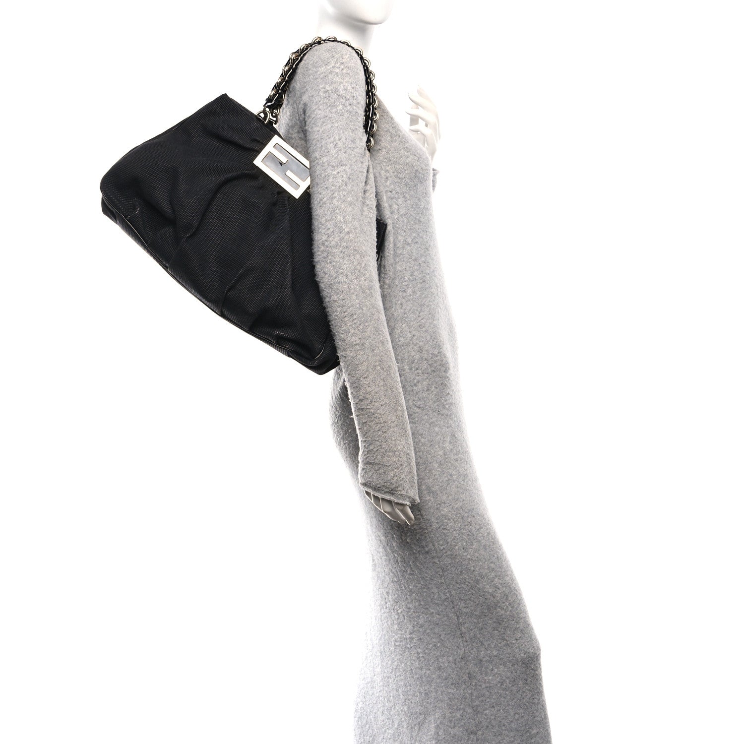 Fendi Canvas Mia Tote Black 2 of 10