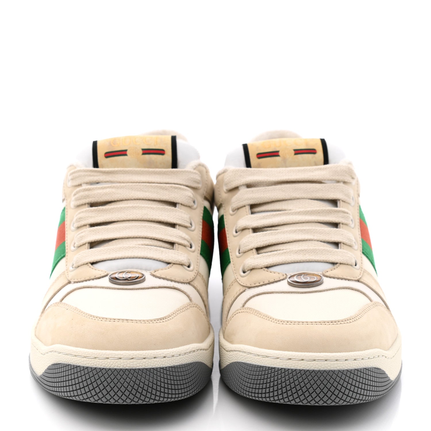 Gucci Nylon Nubuck Web Womens Screener Sneakers 39 Mystic White Dusty Milk 2 of 9