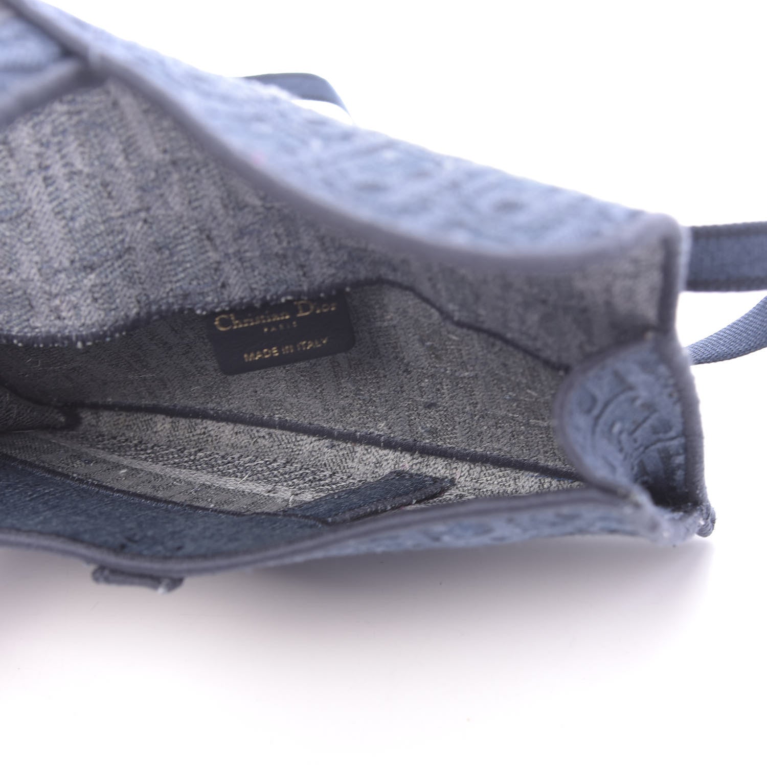 Christian Dior Oblique Embroidered Slim Saddle Pouch Denim Blue 5 of 10