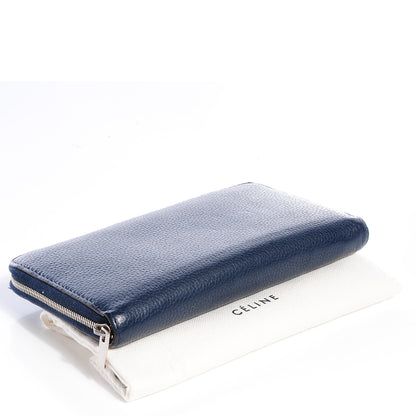 Celine Drummed Calfskin Zip Around Wallet Navy 4 of 10
