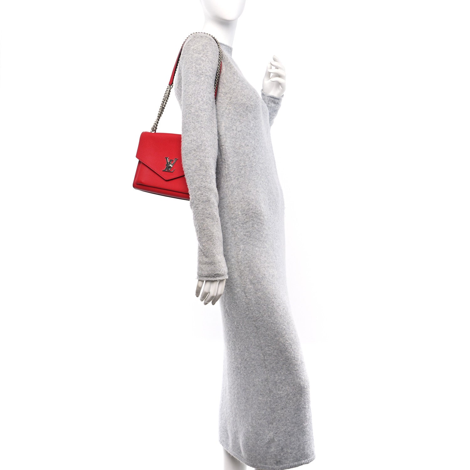 Louis Vuitton Soft Calfskin Mylockme Chain Bag BB Rubis 2 of 10