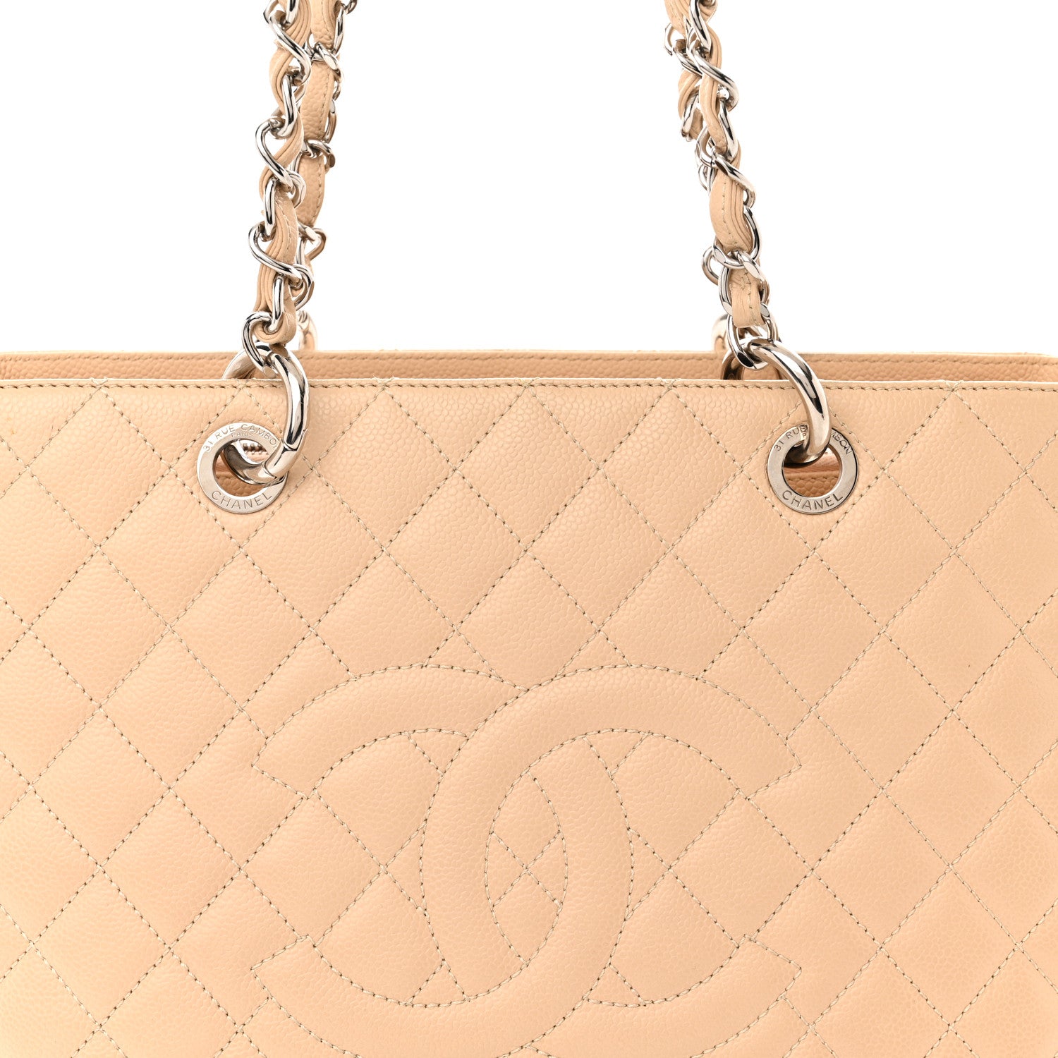Chanel Caviar Quilted Grand Shopping Tote GST Beige Clair 8 of 12