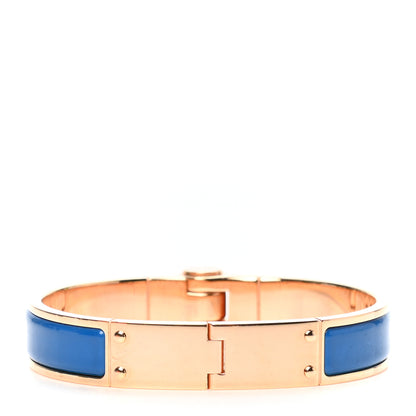 Hermes Enamel Charniere Uni Narrow Hinged Bracelet M Bleu Intense 3 of 5