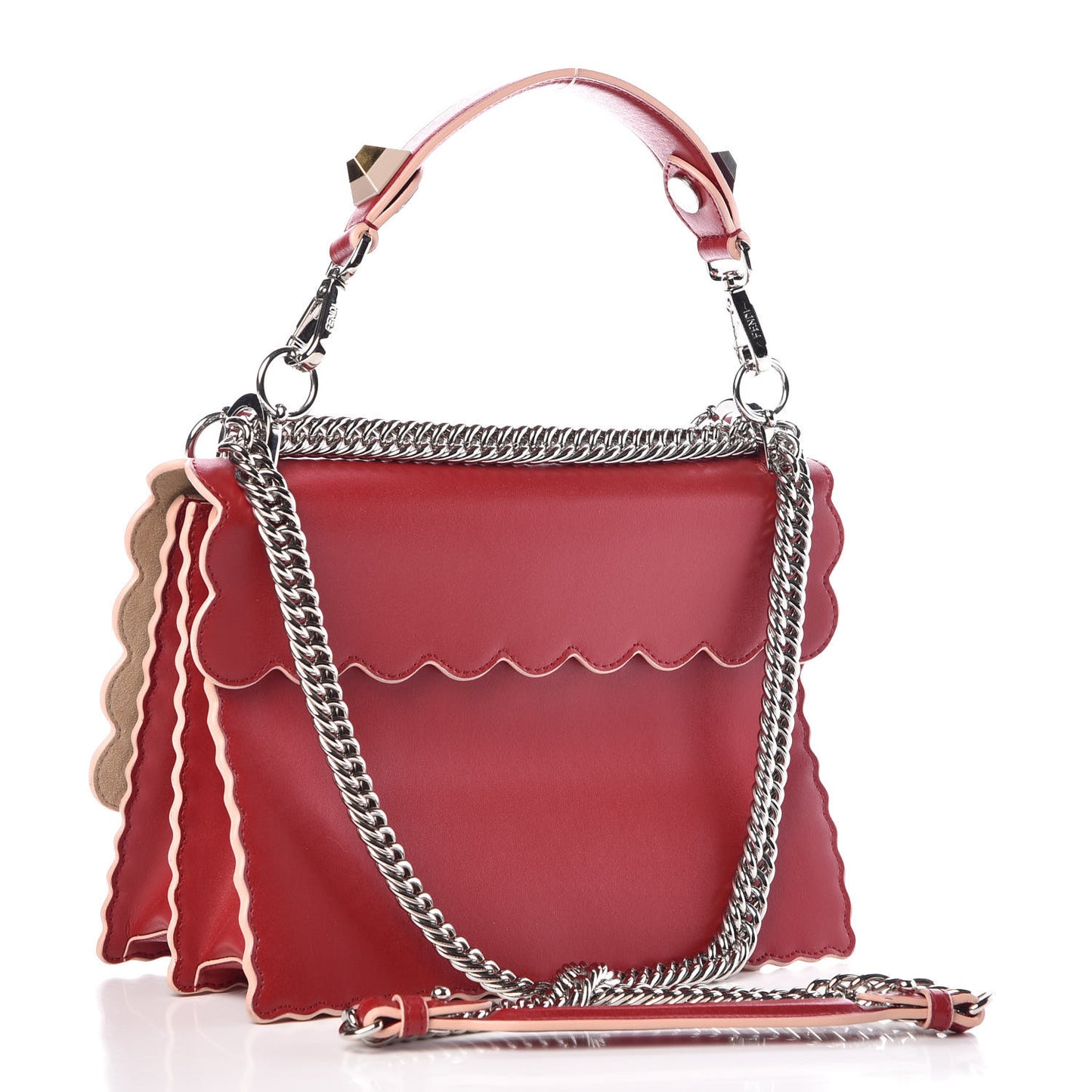Vitello Liberty Scalloped Studded Kan I Shoulder Bag Fragola