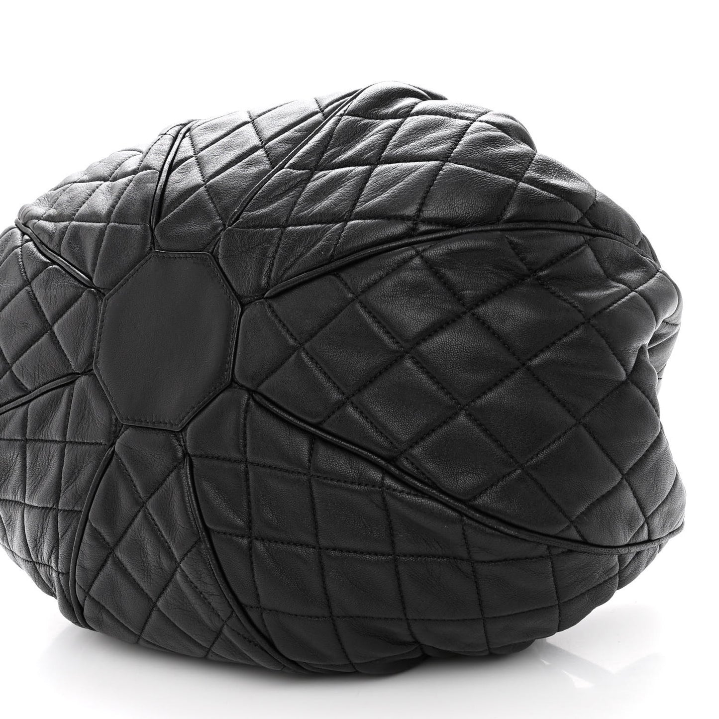 Calfskin Quilted Drawstring Sac Cordon Bag Black