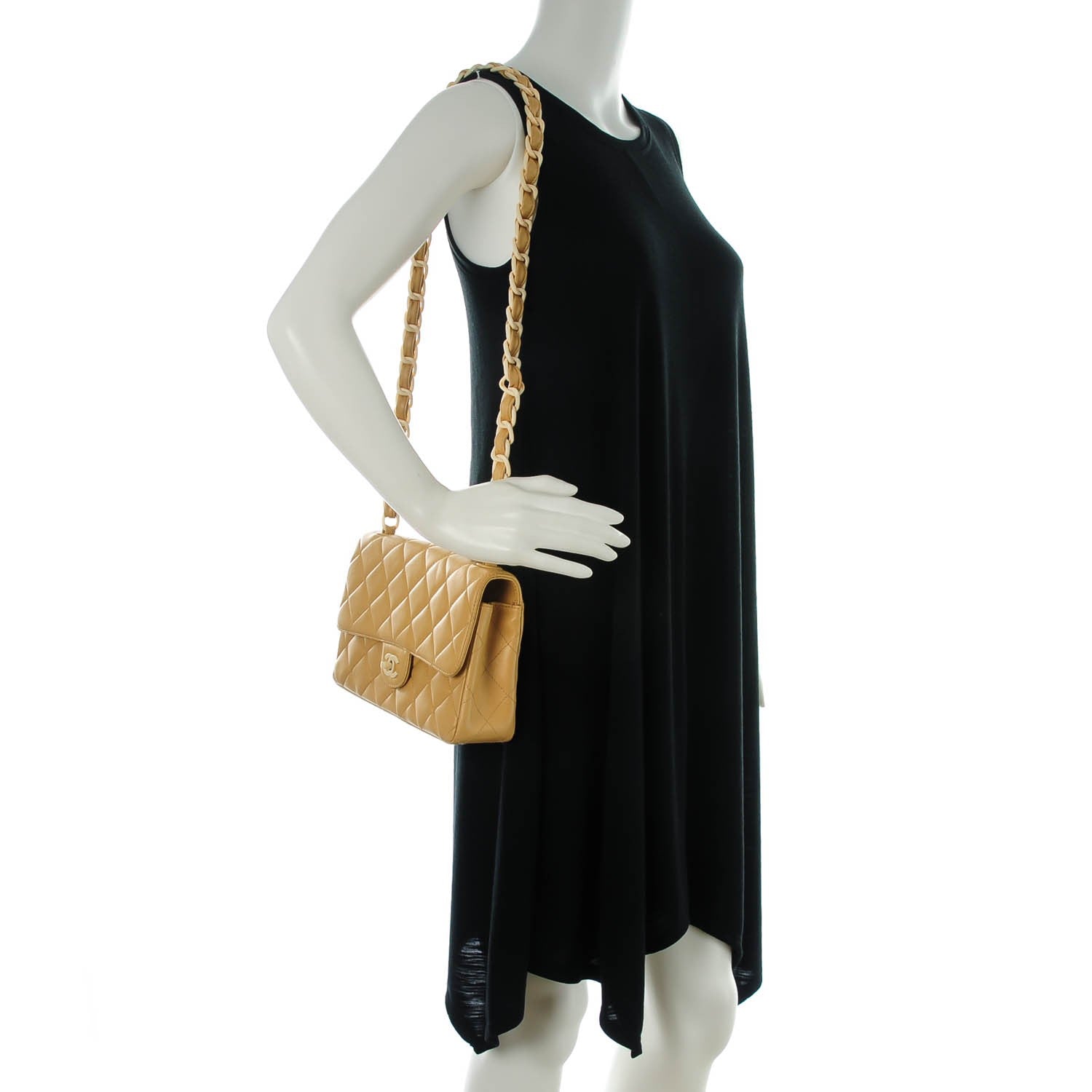 Chanel Lambskin Medium Bekko Chain Single Flap Beige 2 of 13