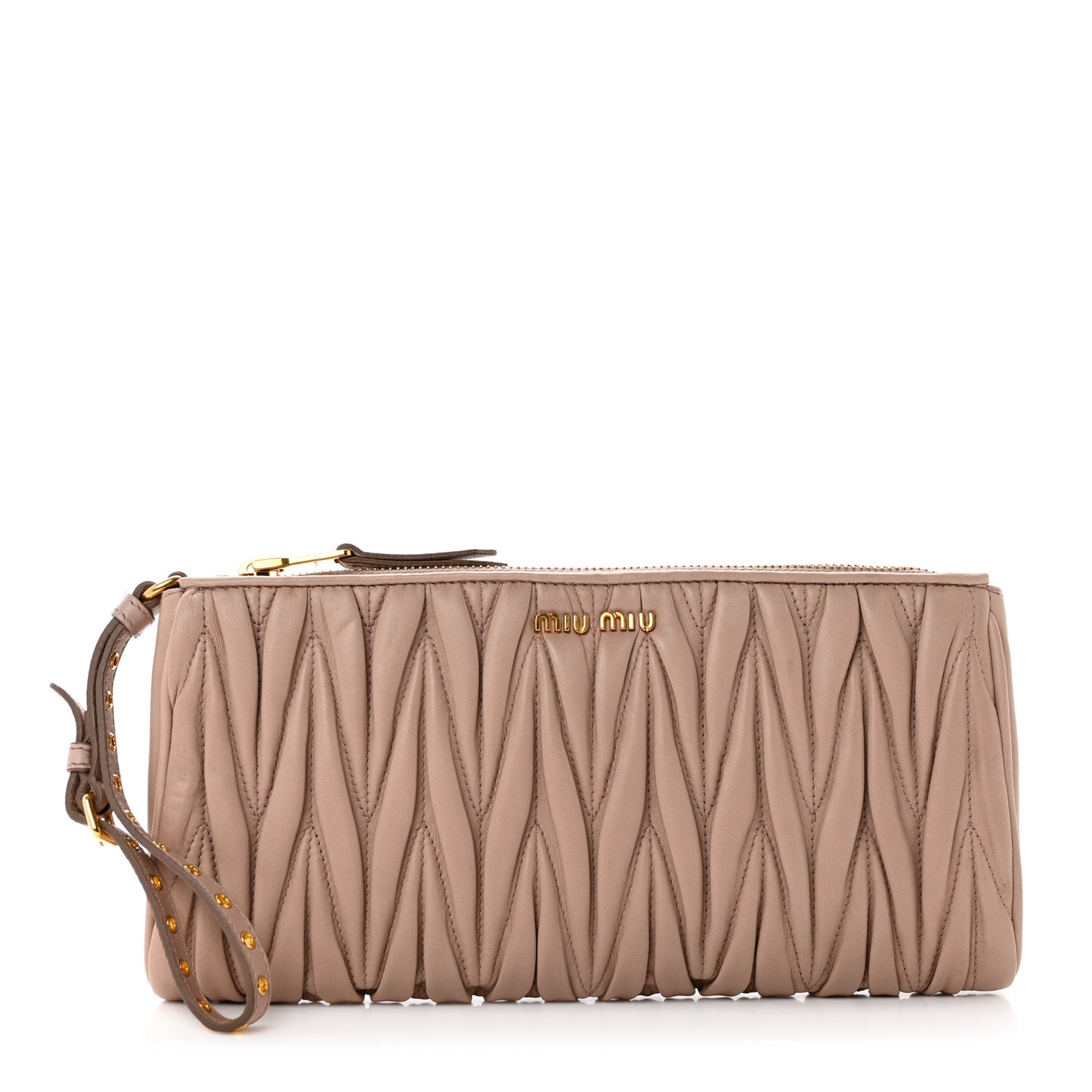 Nappa Matelasse Wristlet Cammeo
