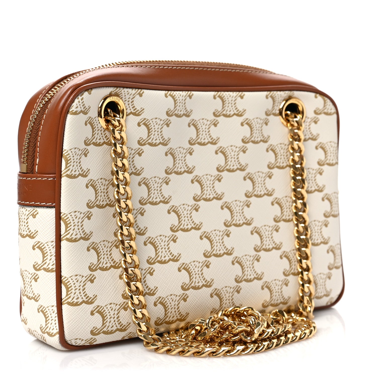 Celine Calfskin Triomphe Canvas Small Patapans White 3 of 8