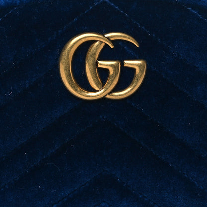 Gucci Velvet Matelasse GG Marmont Belt Bag 95 38 Cobalt Blue 9 of 11