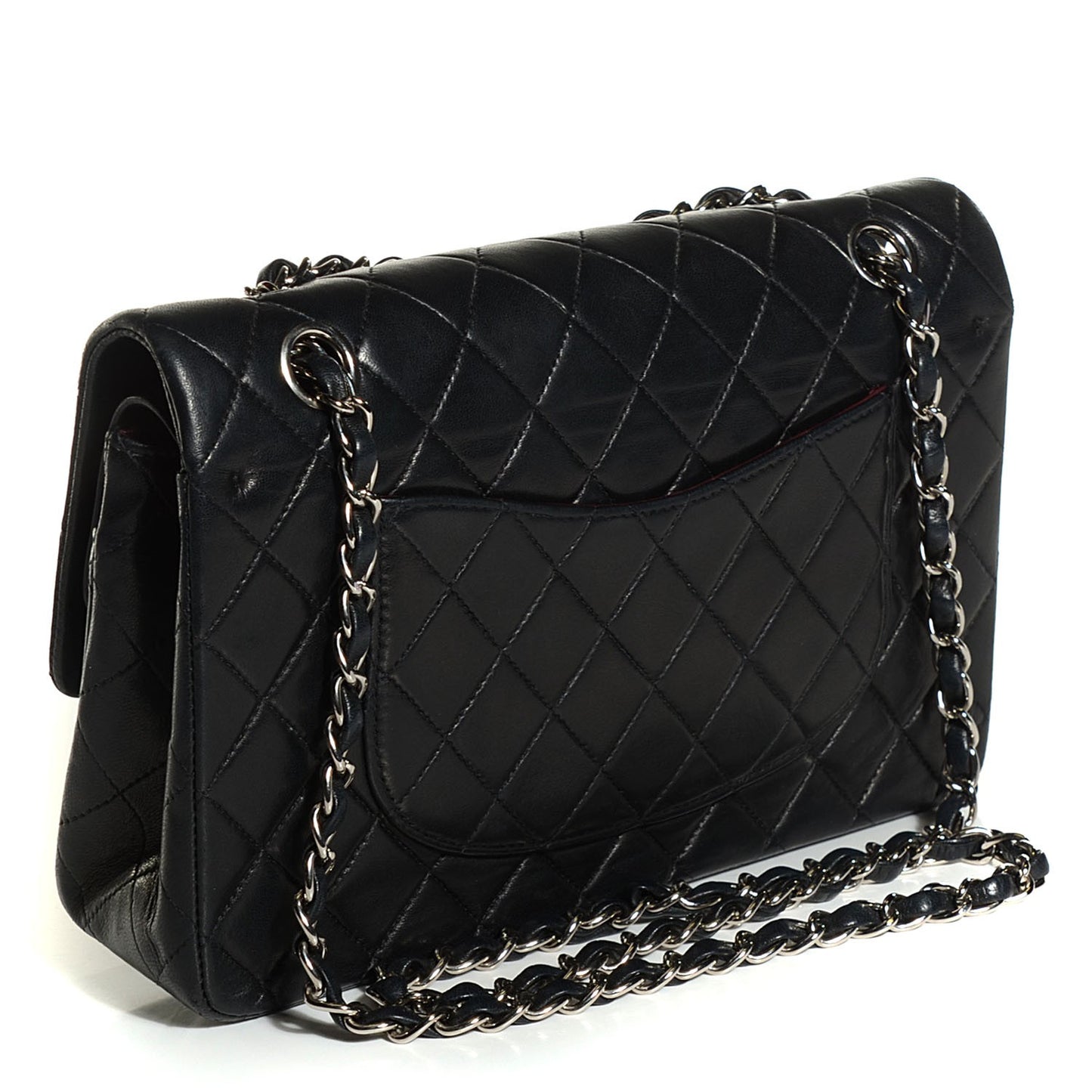 Lambskin Quilted Medium Double Flap Black