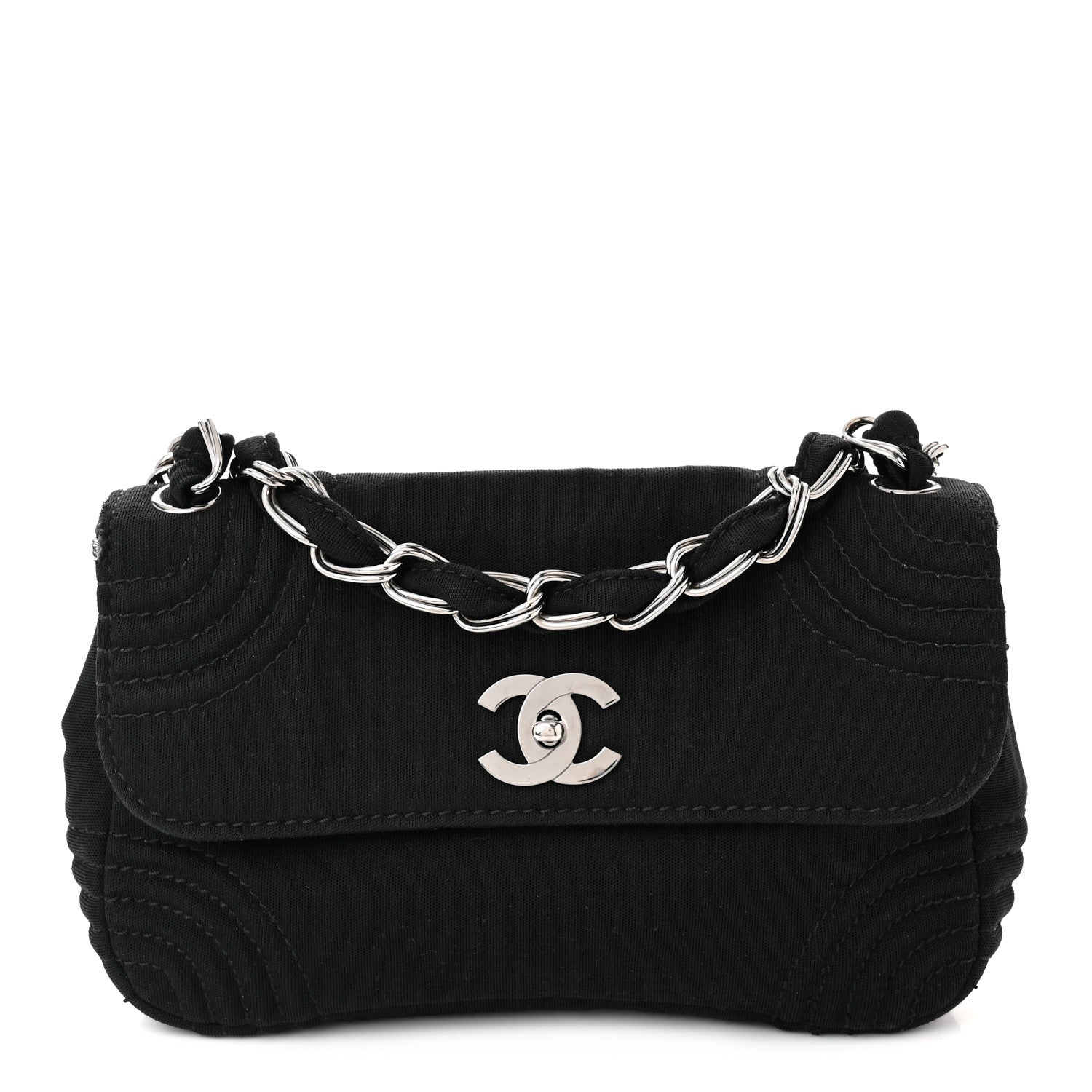Chanel Jersey Quilted Single Flap Black 1 of 13