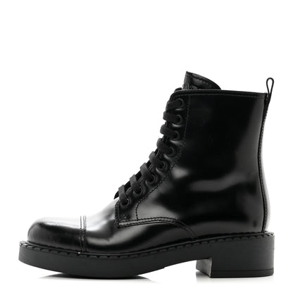 Prada Spazzolato Chocolate 50mm Combat Boots 36 Black 1 of 9