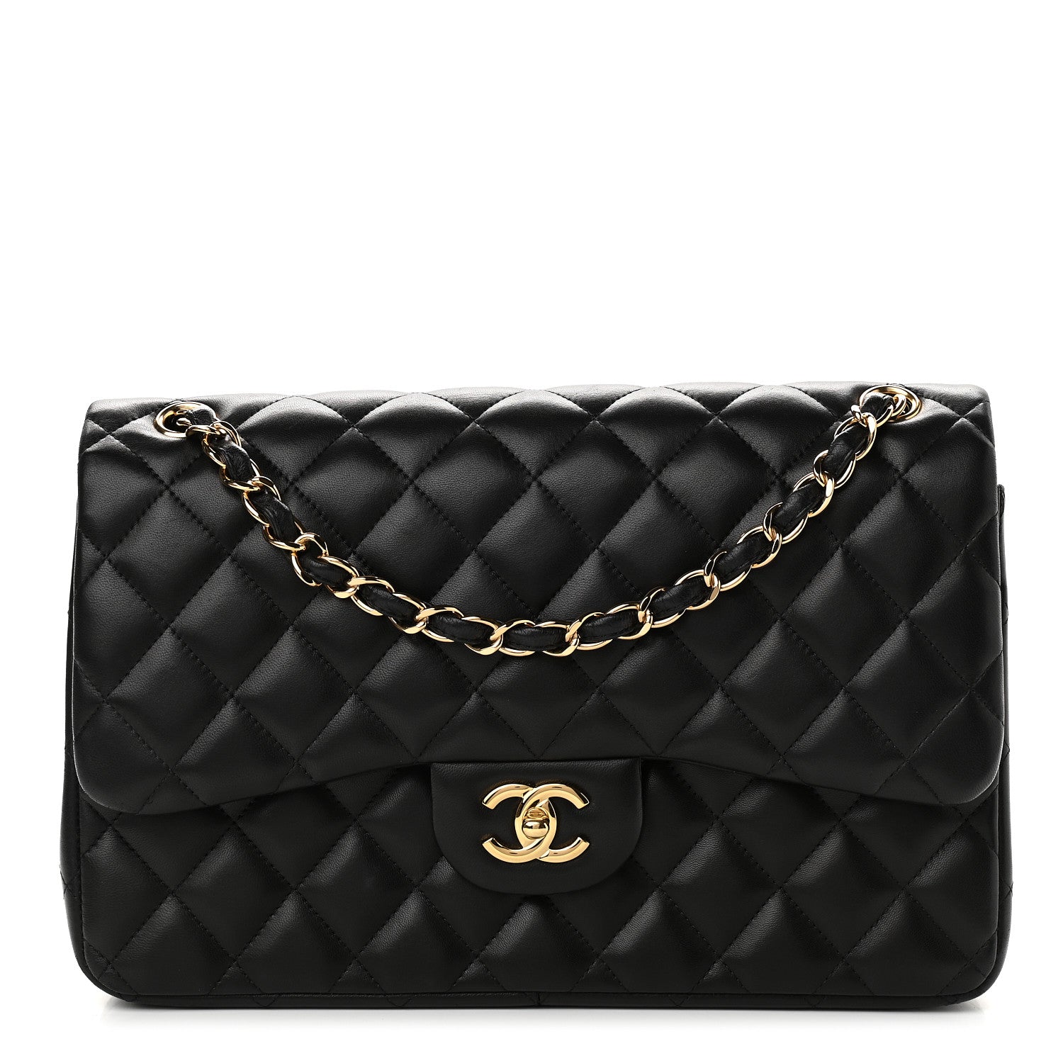 Chanel Lambskin Quilted Jumbo Double Flap Black 1 of 9