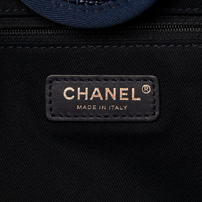 Chanel Woven Straw Raffia Large Deauville Tote Dark Blue 5 of 8
