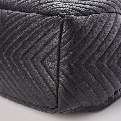 Chanel Deerskin Chevron Large CC Chain Bucket Drawstring Bag Black 9 of 10