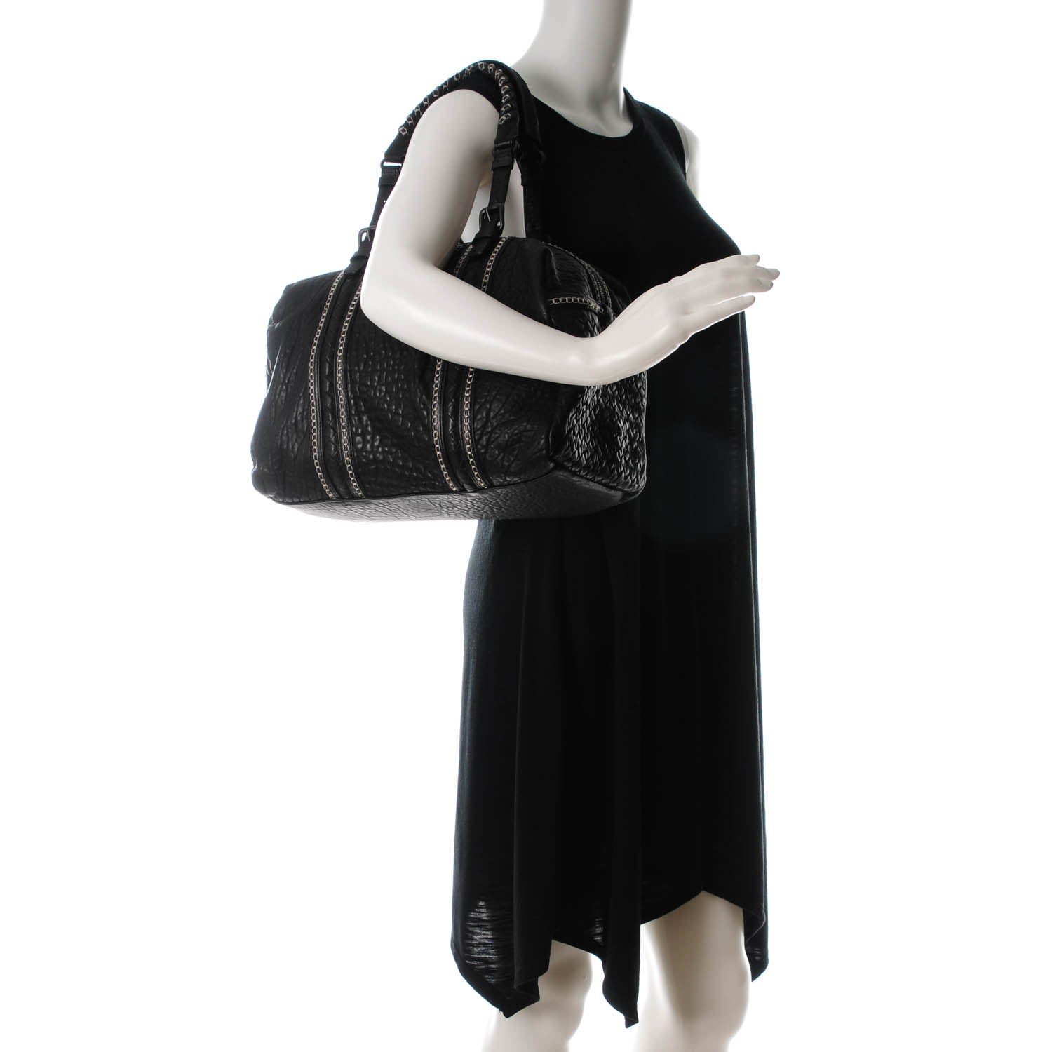 Bottega Veneta Pebbled Lambskin Top Handle Satchel Nero Black 2 of 8