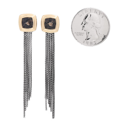 David Yurman Sterling Silver 18K Yellow Gold Smoky Quartz 7mm Albion Tassel Earrings 2 of 4