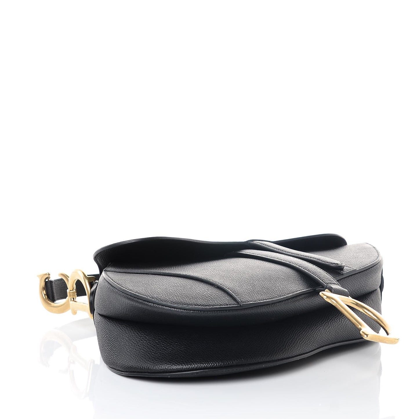 Grained Calfskin Saddle Bag Black