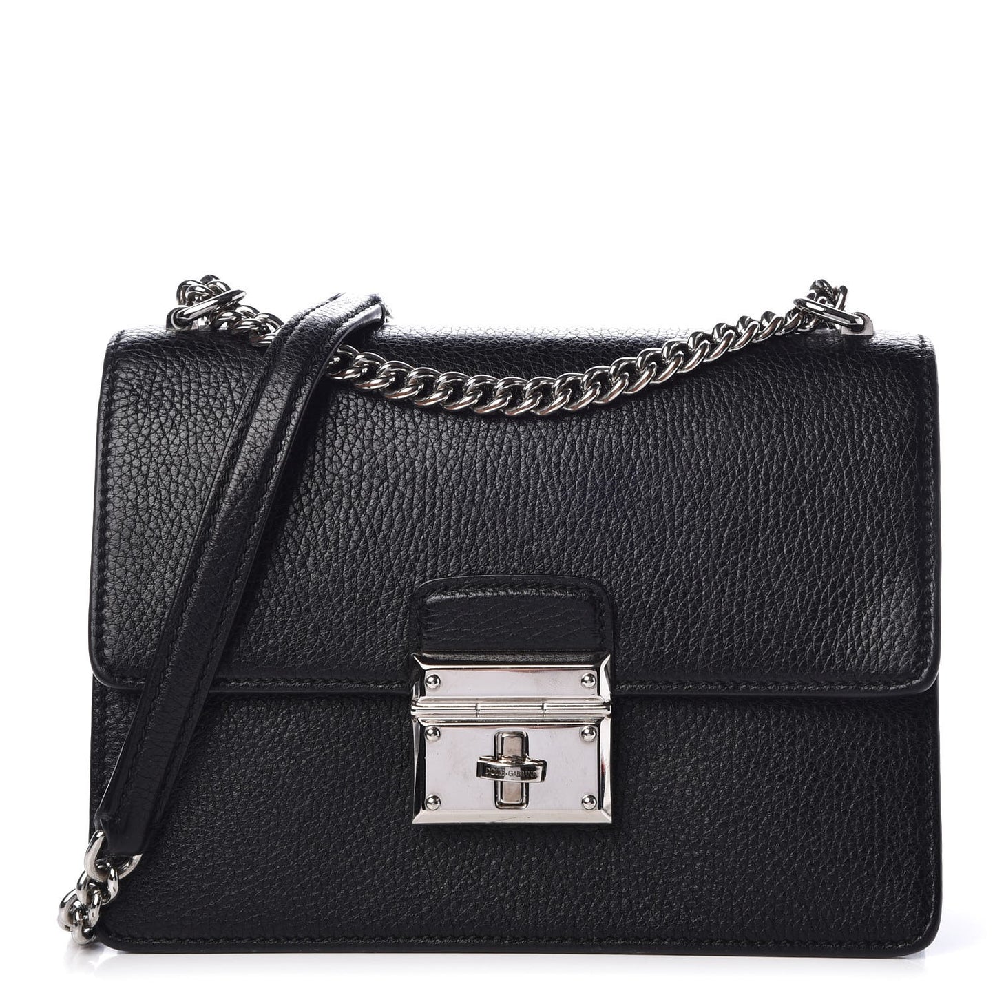 Grained Calfskin Rosalia Shoulder Bag Black