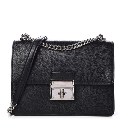 Dolce & Gabbana Grained Calfskin Rosalia Shoulder Bag Black 1 of 6