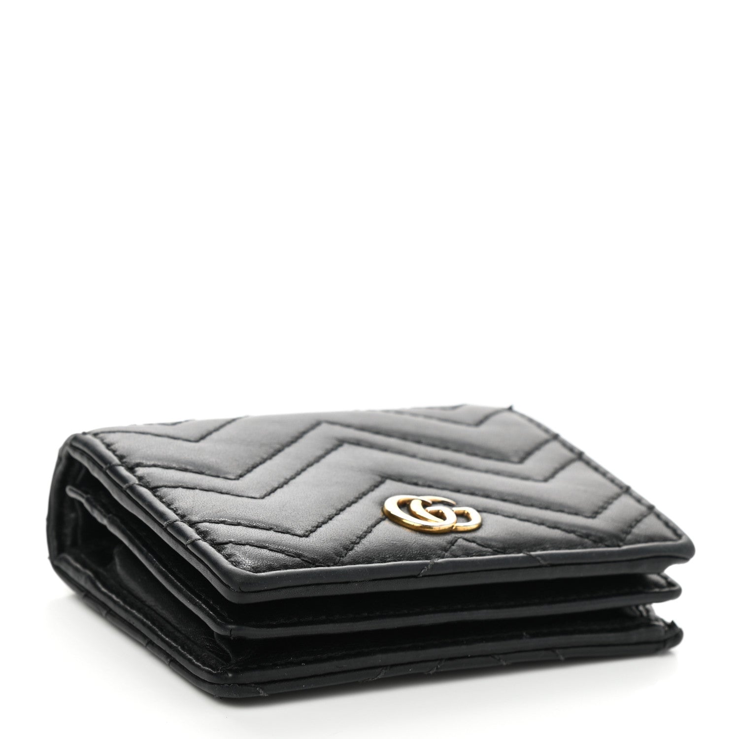 Gucci Calfskin Matelasse GG Marmont Card Case Wallet Black 4 of 8