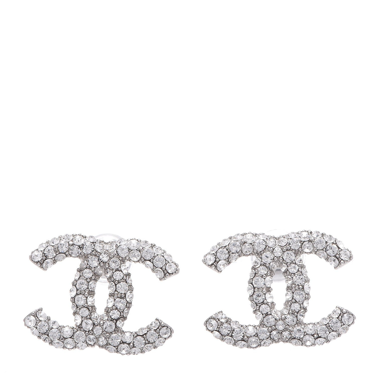 Chanel Crystal CC Earrings Silver 1 of 5