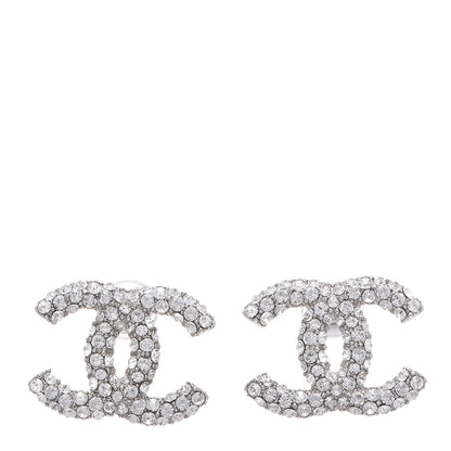 Chanel Crystal CC Earrings Silver 1 of 5