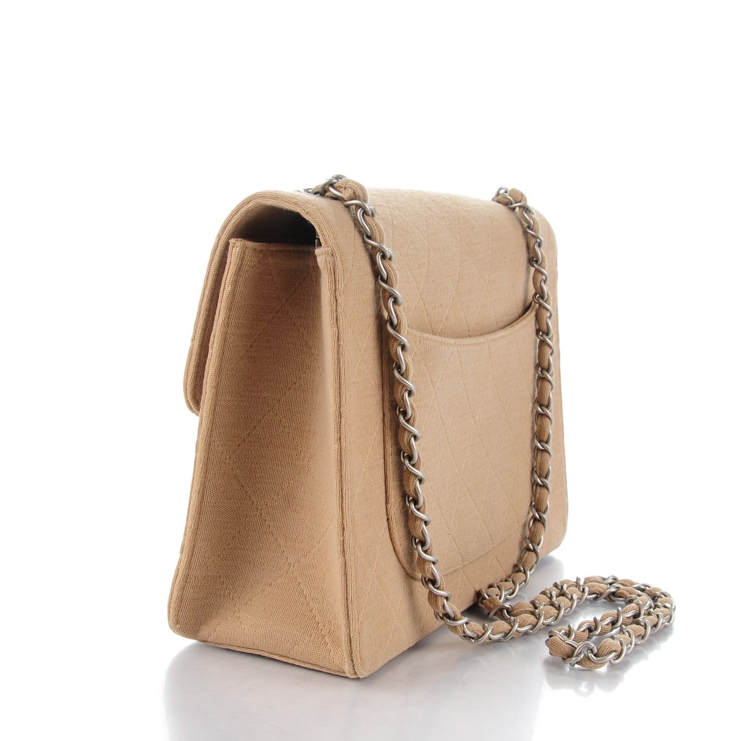 Jersey Quilted Jumbo Single Flap Beige
