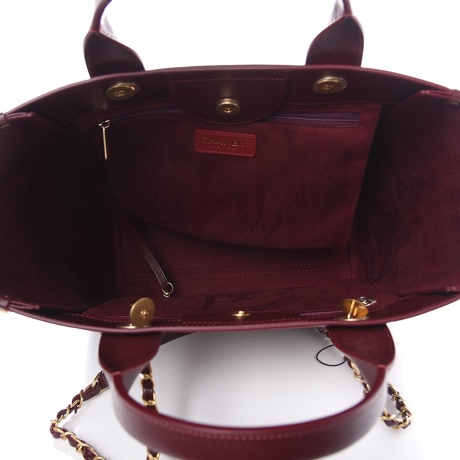 Chanel Caviar Small Studded Deauville Tote Burgundy 6 of 11