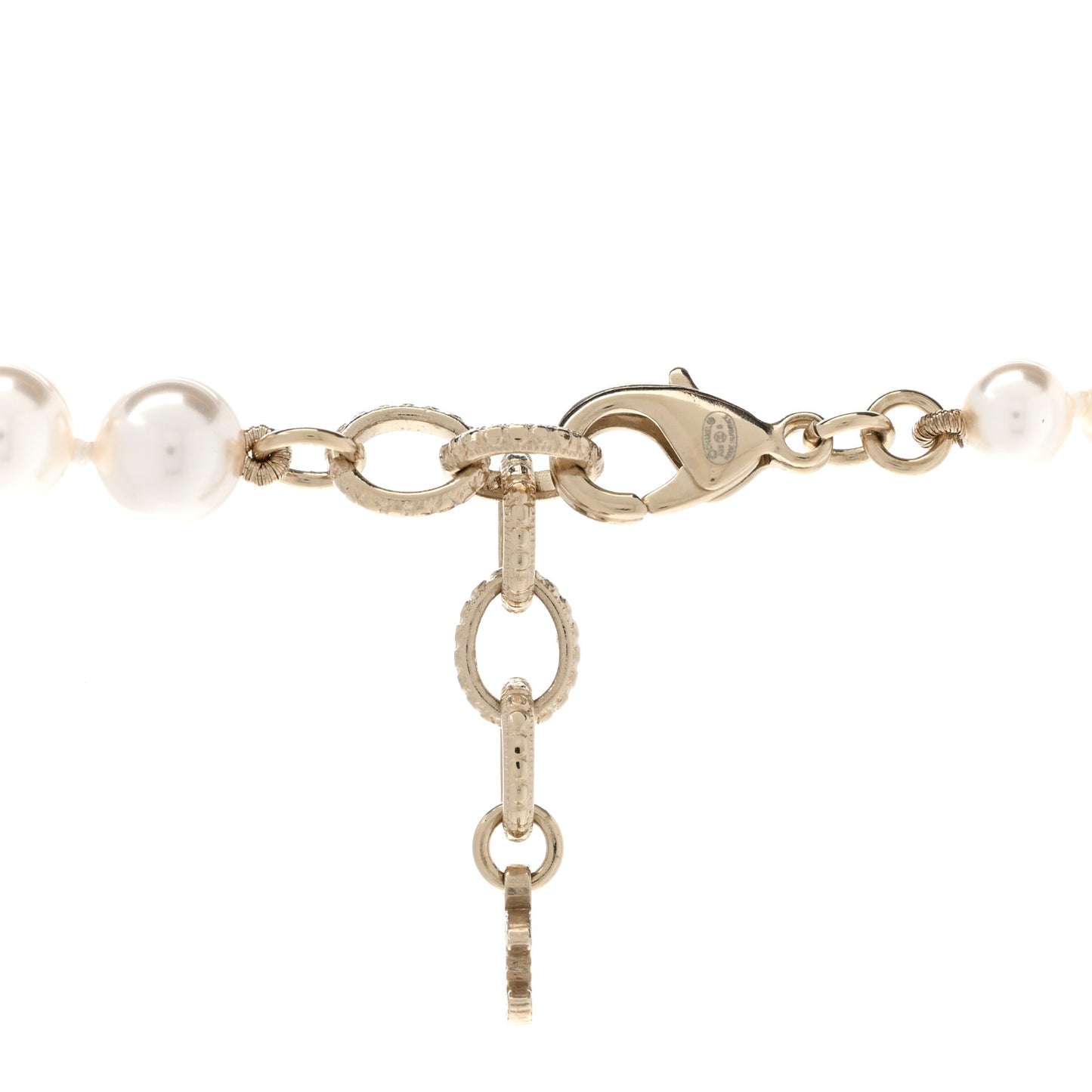 Pearl Crystal CC Cluster Long Necklace Gold