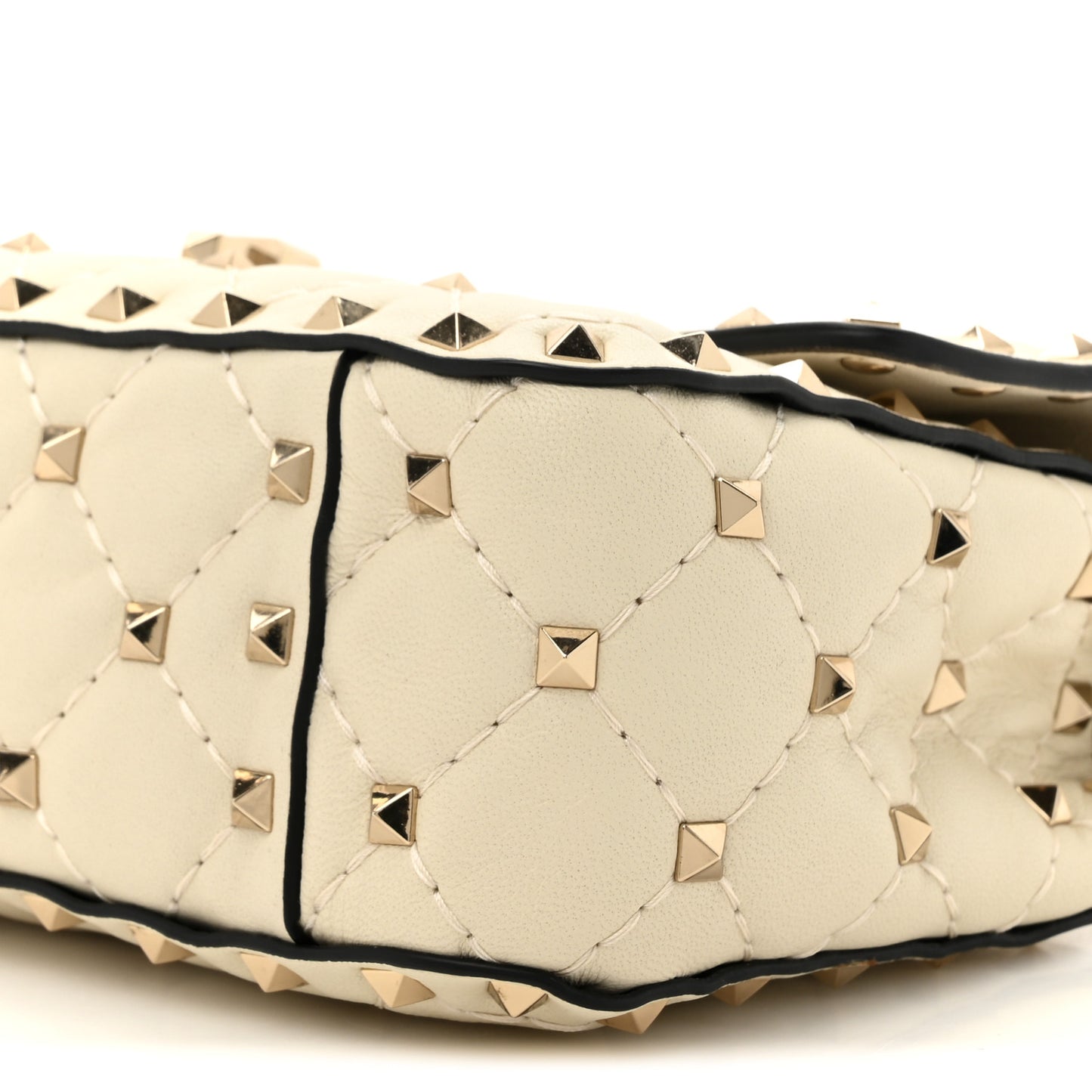 Nappa Small Rockstud Spike Shoulder Bag Light Ivory
