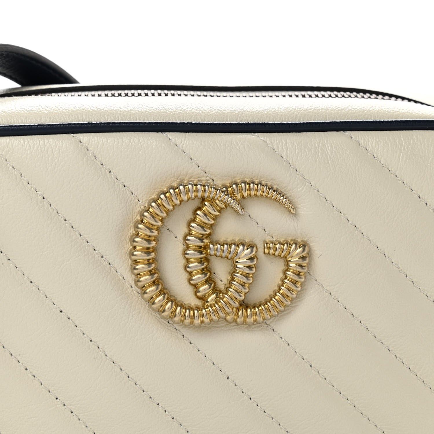 Gucci Vintage Effect Calfskin Matelasse Diagonal Small Torchon GG Marmont Chain Shoulder Bag Mystic White Blue Agata 8 of 10