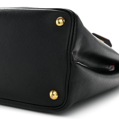 Prada Saffiano Cuir Medium Double Bag Black Fuoco 8 of 8