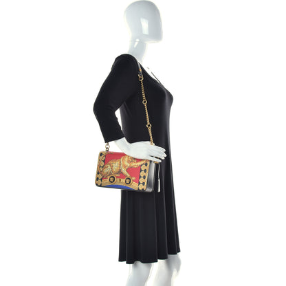 Versace Calfskin Leopard Baroque Print Medium Icon Chain Bag Black Multicolor 2 of 15