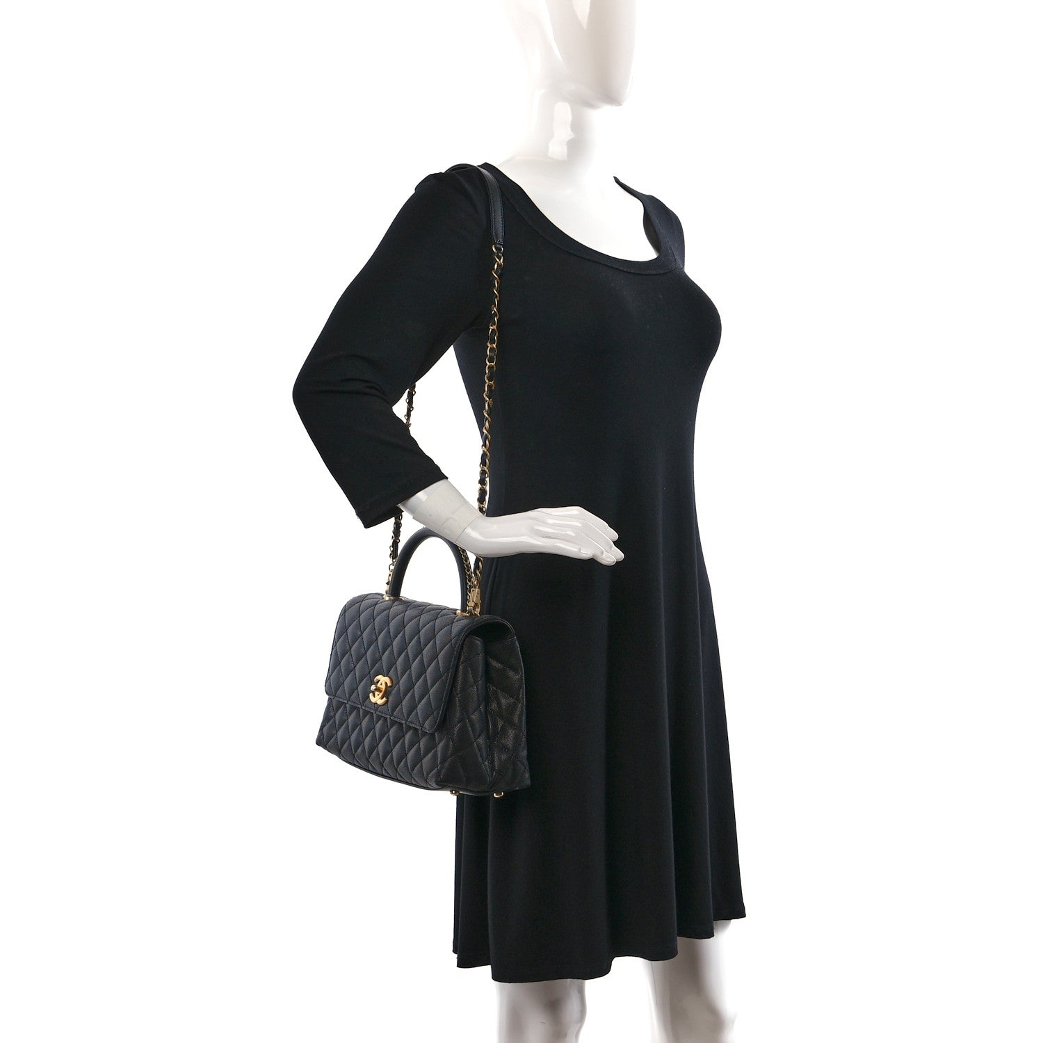 Chanel Caviar Quilted Small Coco Chain Handle Flap Black 2 of 12