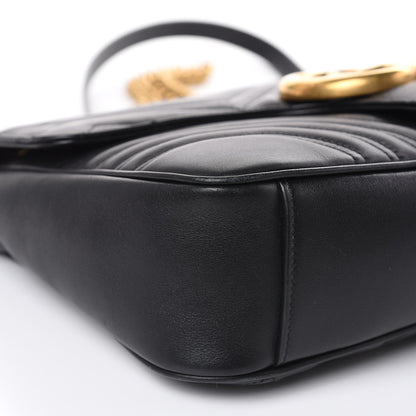 Gucci Calfskin Matelasse Medium GG Marmont Shoulder Bag Black 8 of 17