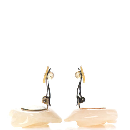 Chanel Resin CC Camellia Clip On Earrings White 3 of 5