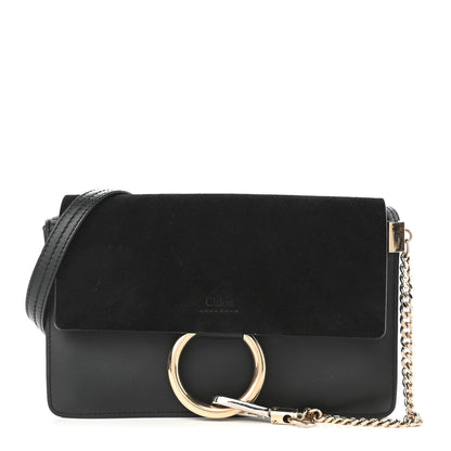 Chloe Suede Calfskin Small Faye Shoulder Bag Black 1 of 9