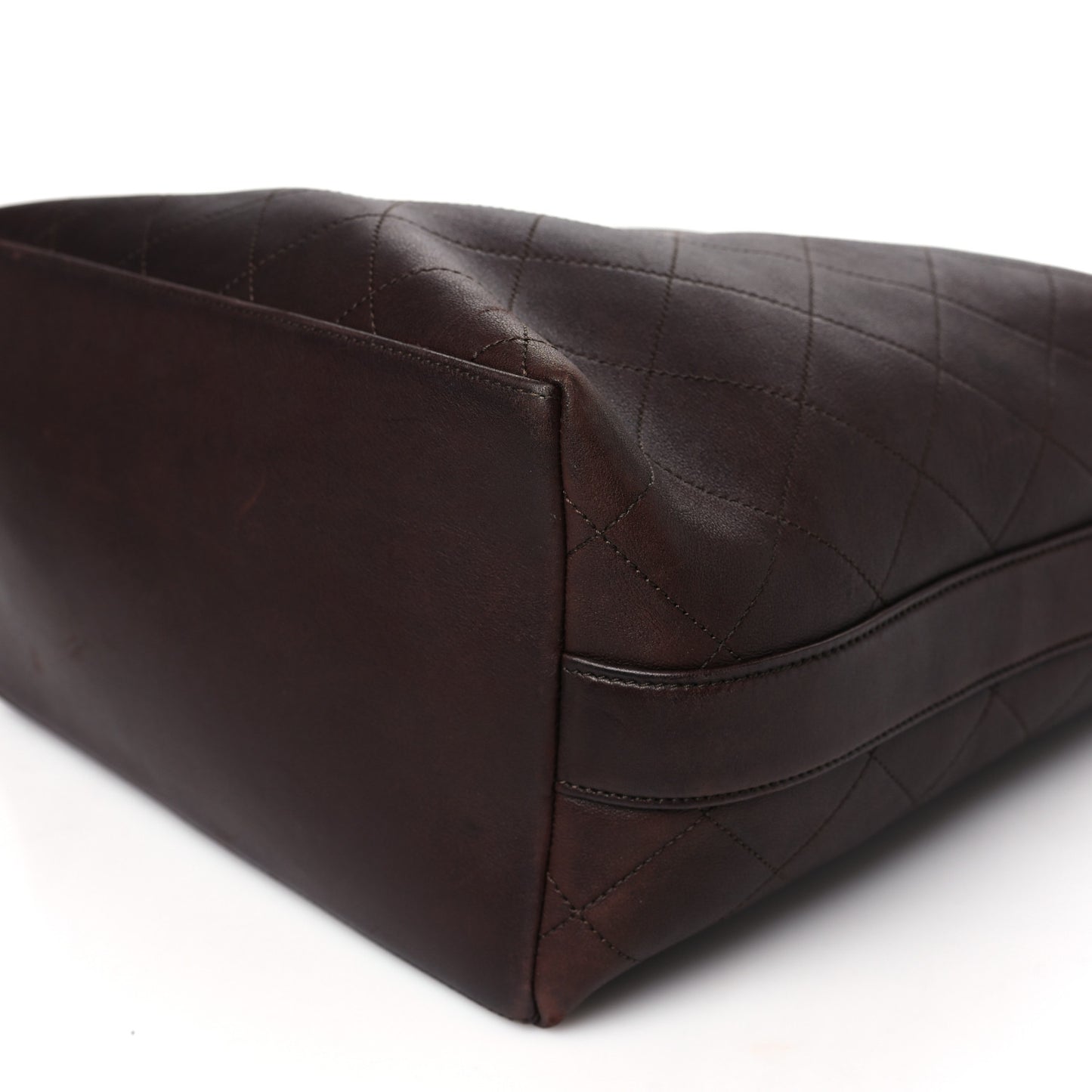Calfskin Quilted Small On My Shoulder Drawstring Bag Brown
