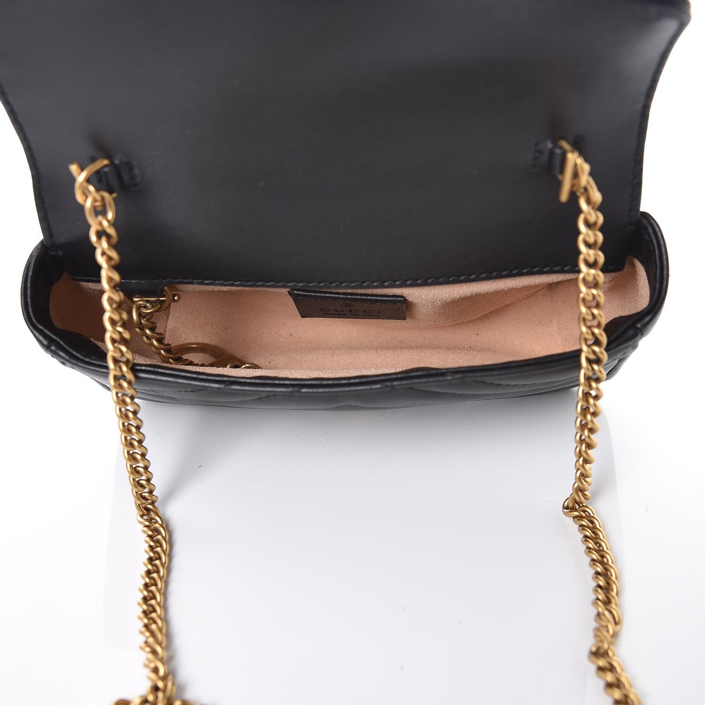 Calfskin Matelasse Super Mini GG Marmont Shoulder Bag Black