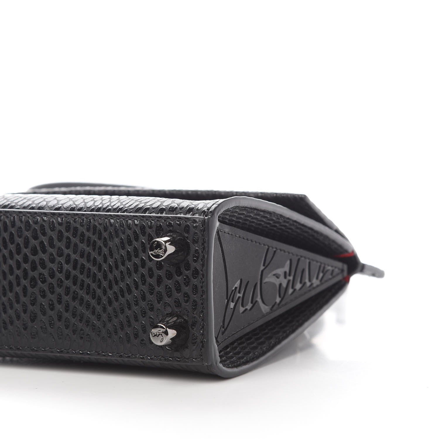 Christian Louboutin Calfskin Snakeskin Embossed Jurassic Mini Paloma Black 7 of 7