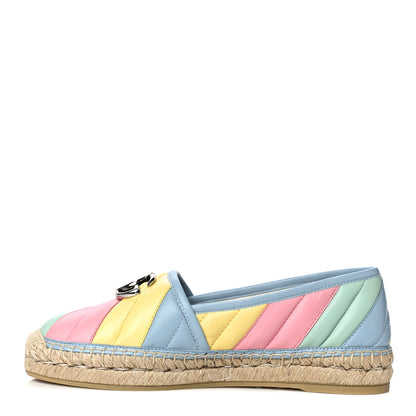 Gucci Nappa Matelasse Diagonal GG Marmont Espadrilles 37.5 Multicolor Pastel 1 of 15