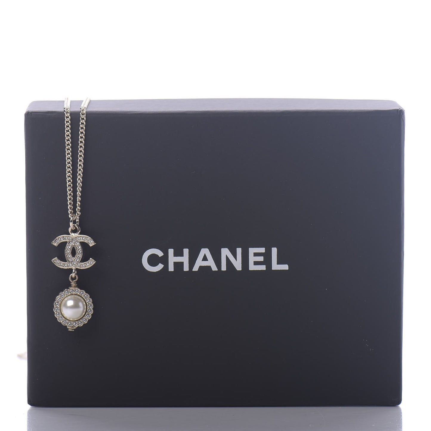 Crystal Pearl CC Lace Camellia Necklace Gold