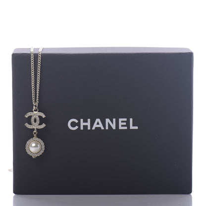 Chanel Crystal Pearl CC Lace Camellia Necklace Gold 6 of 7