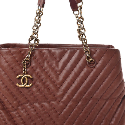 Chanel Iridescent Calfskin Chevron Quilted Surpique Tote Burgundy 17 of 17