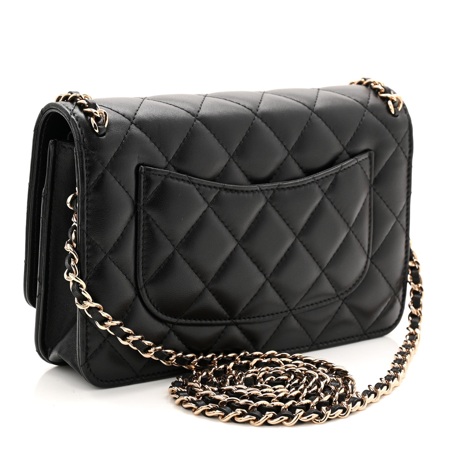 Chanel Lambskin Quilted Chain Around Wallet On Chain WOC Black 3 of 11