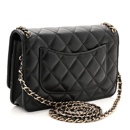 Chanel Lambskin Quilted Chain Around Wallet On Chain WOC Black 3 of 11