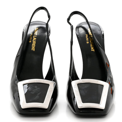 Saint Laurent Patent Maxine 115mm Slingback Pumps 37.5 Black 2 of 8