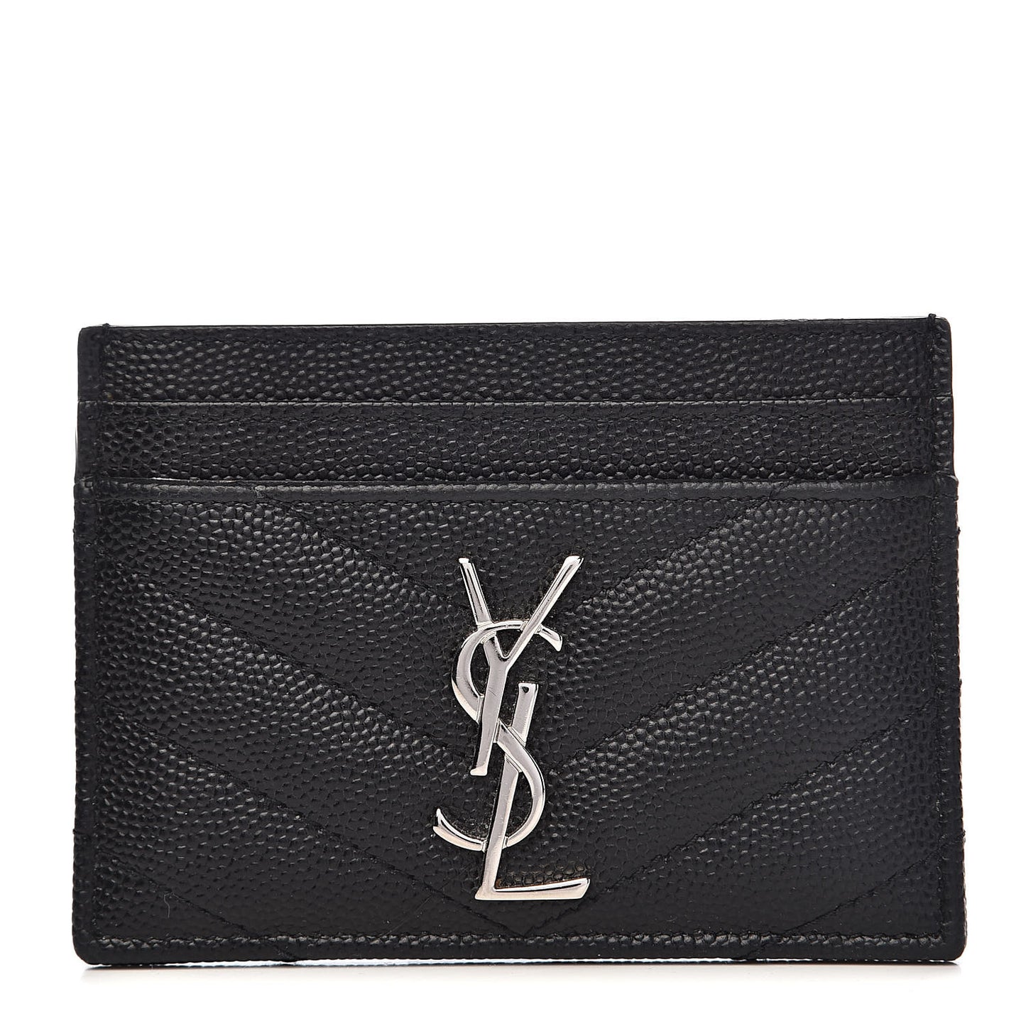 Grain De Poudre Matelasse Chevron Monogram Credit Card Case Black