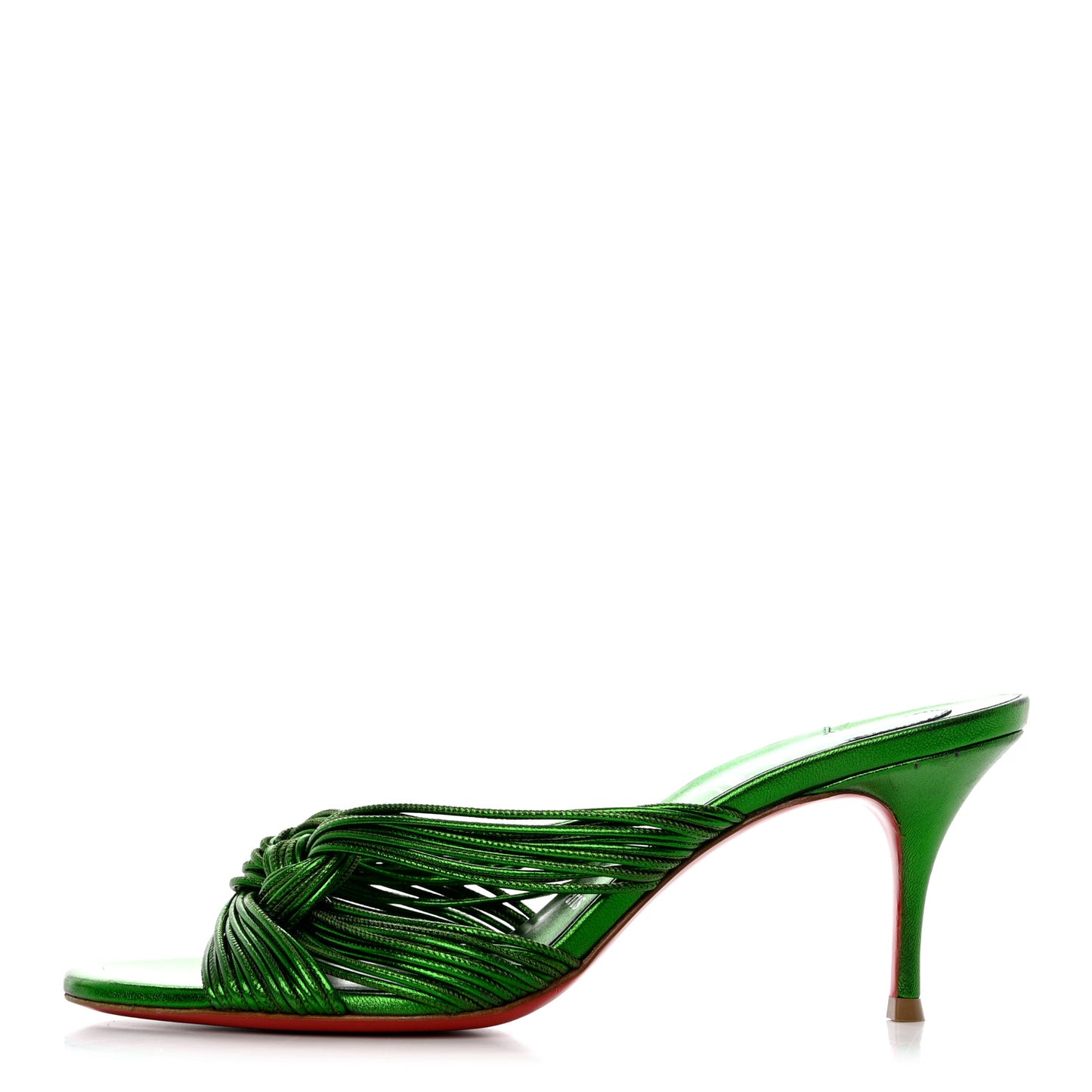 Metallic Calfskin Multitaski 70 Slide Sandals 38 Green